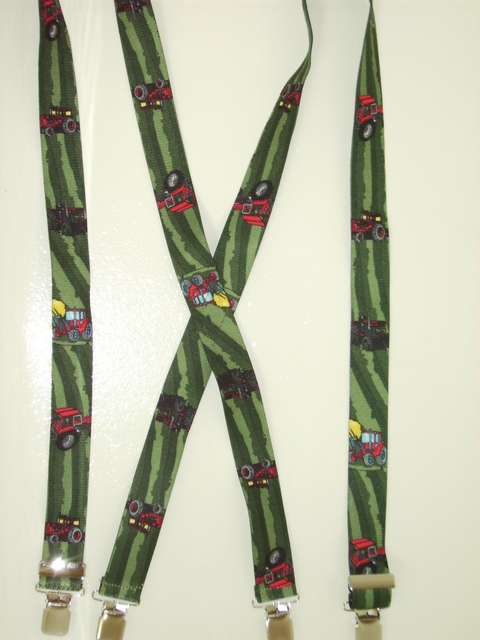 TRACTOR GREEN FIELDS S 1 1/2" X 48"  Suspenders with 4 strong 1"X1" Grips and 2 Length Adjusters in the front, all in NICKEL FINISH. UB220N48TCGN